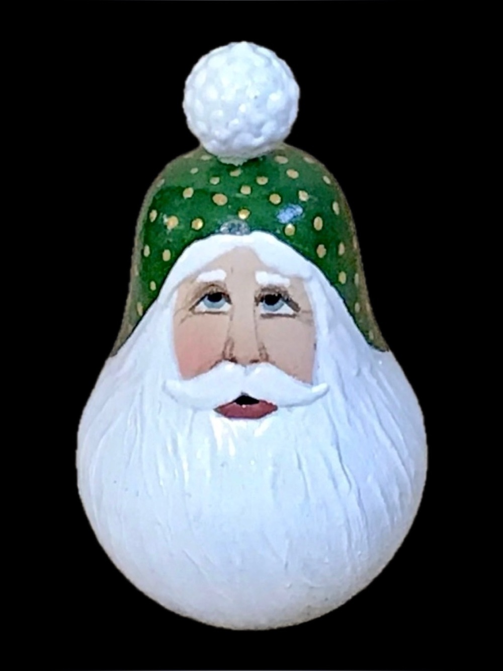 Hand Painted Santa Claus Wood Figurine Decor Roly Poly Look with Flat Bottom